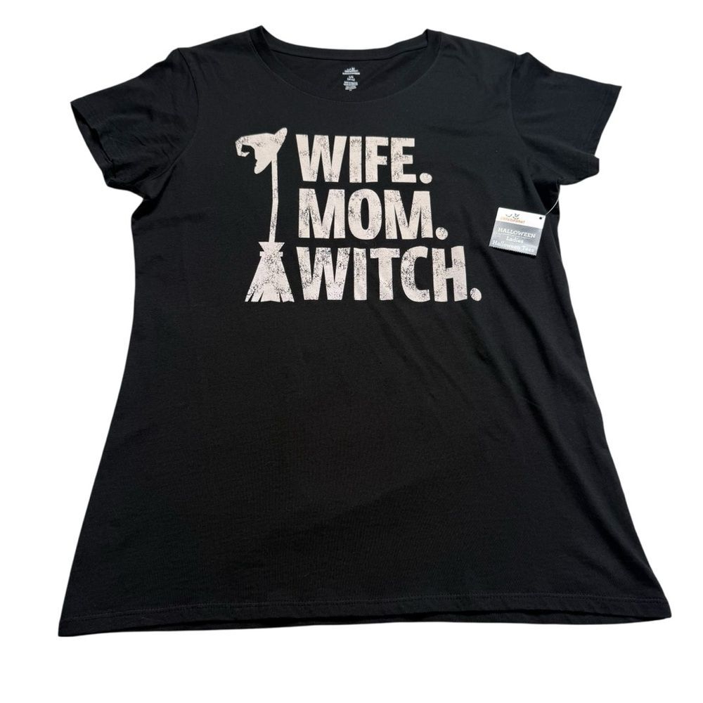NWT Wife Mom Witch Halloween Tee Shirt Black Sz L